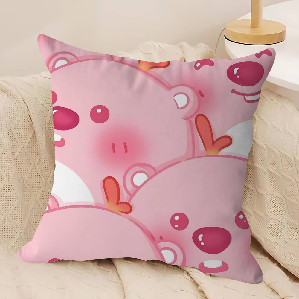 P-Pororos Urocze L-Loopy Poszewki na Poduszki Kreskówkowe Sofa Dekoracyjne Domowe Dwustronny Nadruk Krótki Plusz Urocza Poszewka na Poduszkę