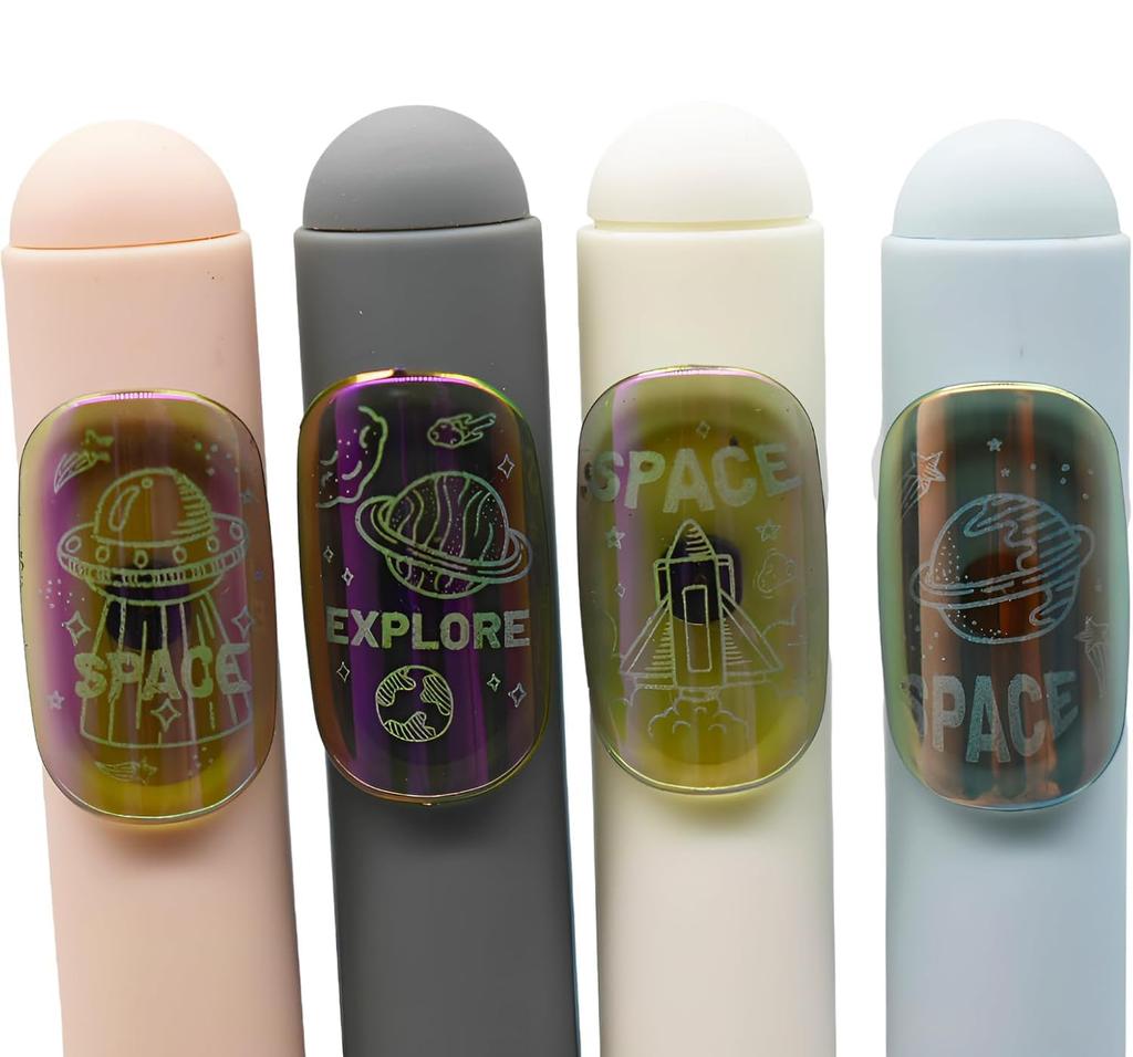 Maydahui Set of Stylish Sequin and Space Ballpoint Black Gel Easy To Office Gifts 12-Piece Pens, 0.5mm, Ink, Cute, Laser-Activated Pens, Write,