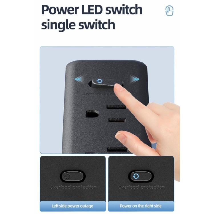 Schlanke Steckdosenleisten mit 9 Steckdosen, 3 USB-Ports, 2 USB-C-Ports, Überspannungsschutz, Flachstecker für Heim, Büro, Reise-Ladebedarf
