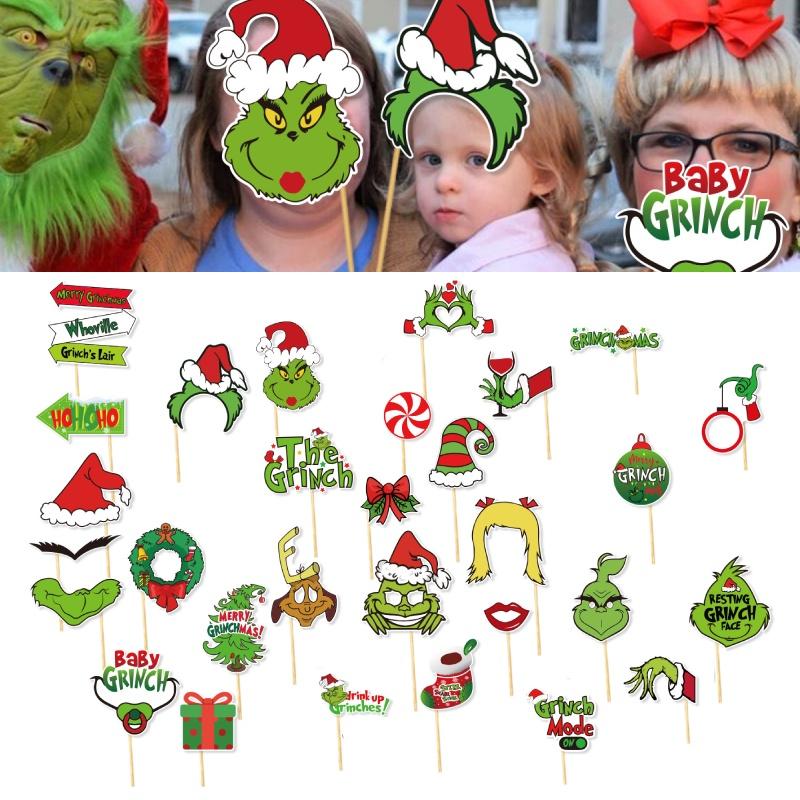 Green Grinch Christmas Party Photo Props Funny Decorative Supplies For Party