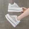 Summer new thick-soled inner height increase 8 lightweight versatile rhinestone breathable mesh women's thin casual shoes
