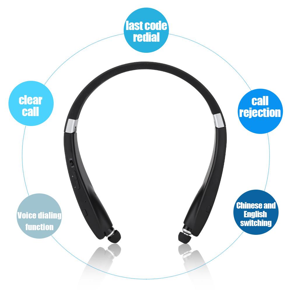 SX 991 Foldable Neck Hanging Type Telescopic Headset Wireless Bluetooth Earphone(Black)