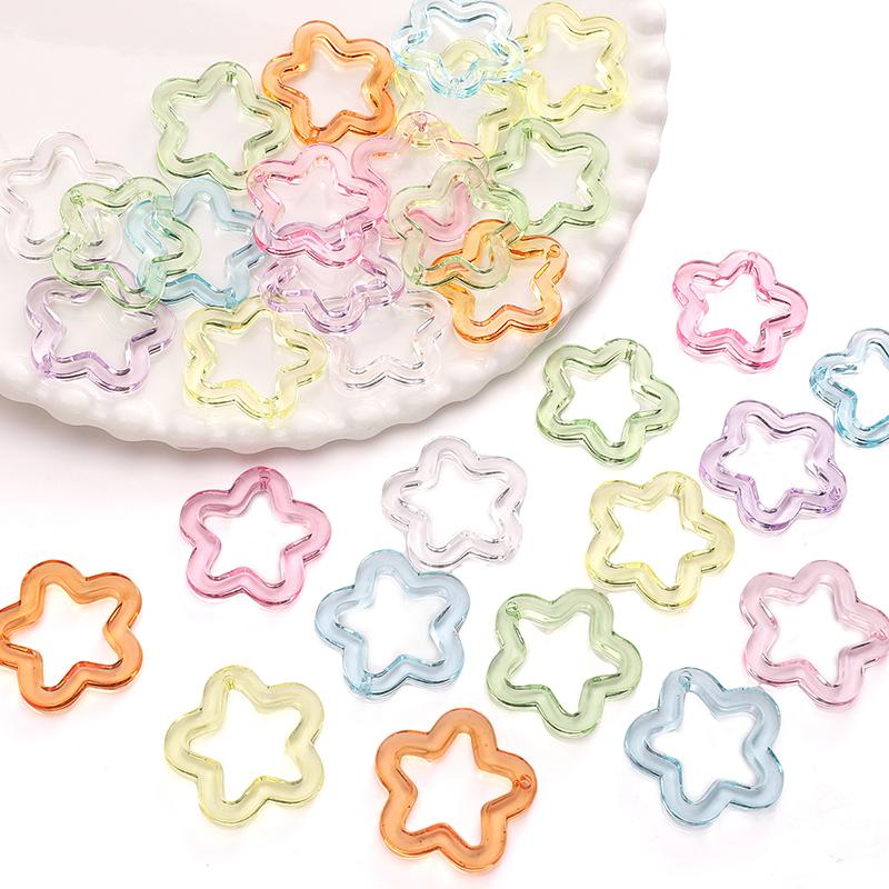 30mm 20pcs/bag Acrylic Transparent Five-Pointed Star Beads DIY Bracelet Necklace Earrings Jewelry Accessories