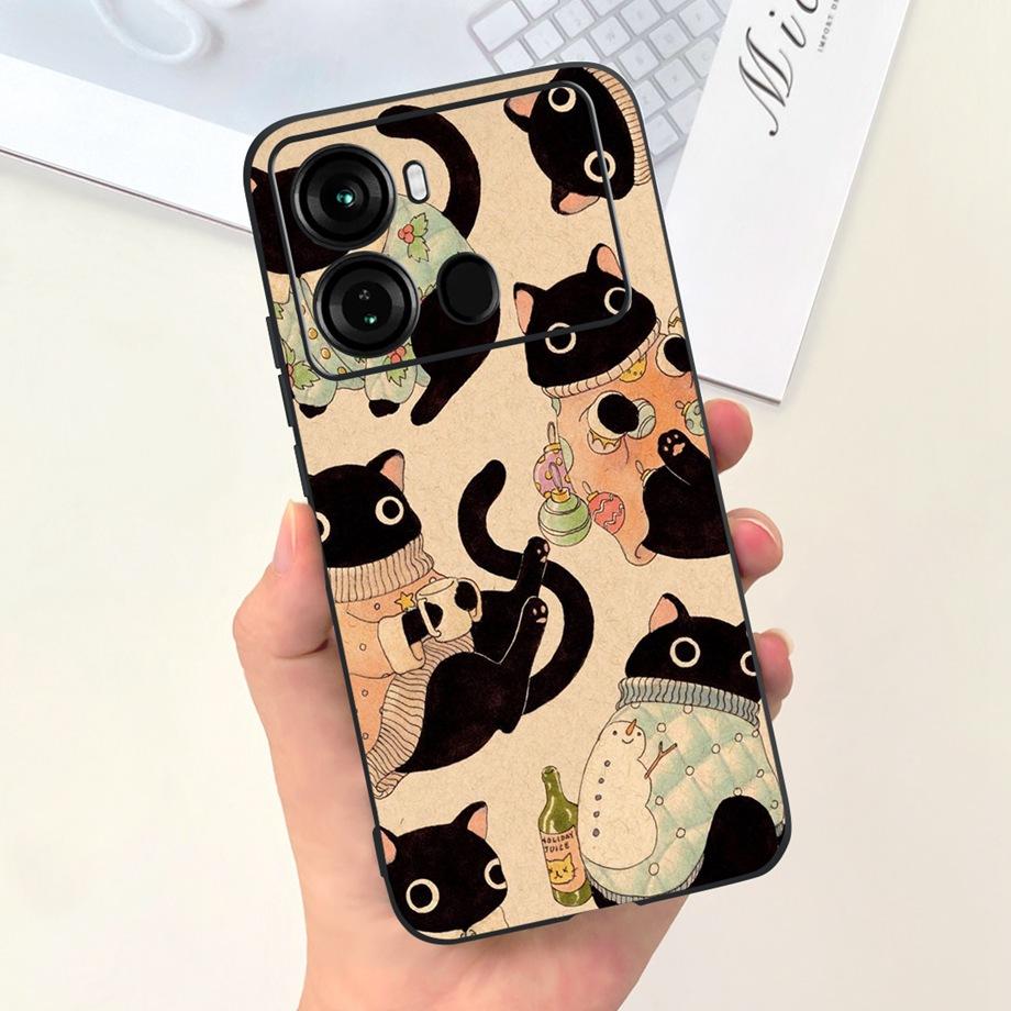 For Itel P40 P40+ P40 Plus Case Luxury Black Soft Silicone Bumper Phone Cover for ITEL P683L P662L Coques Panda Rabbit Goothic