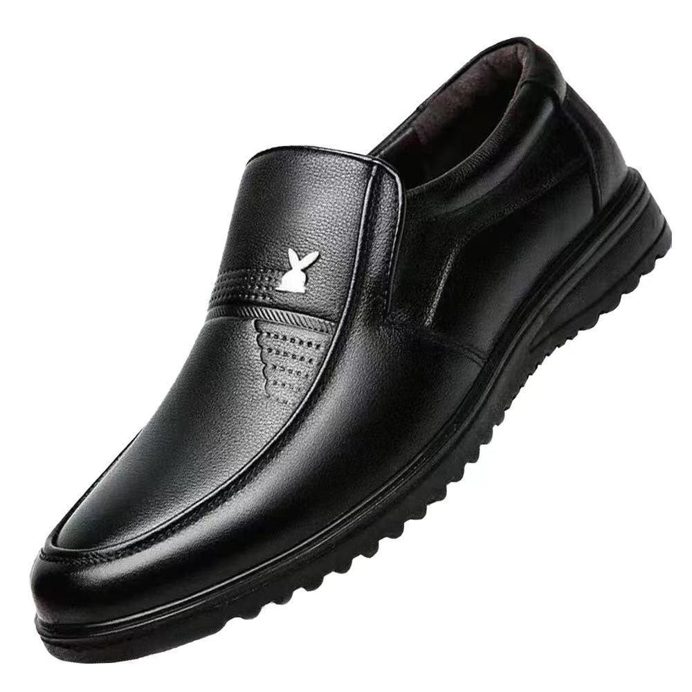 2026 Men's Casual Versatile Leather Shoes: Autumn/Winter Wear-Resistant, Non-Slip Dad Shoes