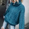 Women's Fashion Casual Fall Winter Solid Color Print Long Sleeve High Neck Sweaters