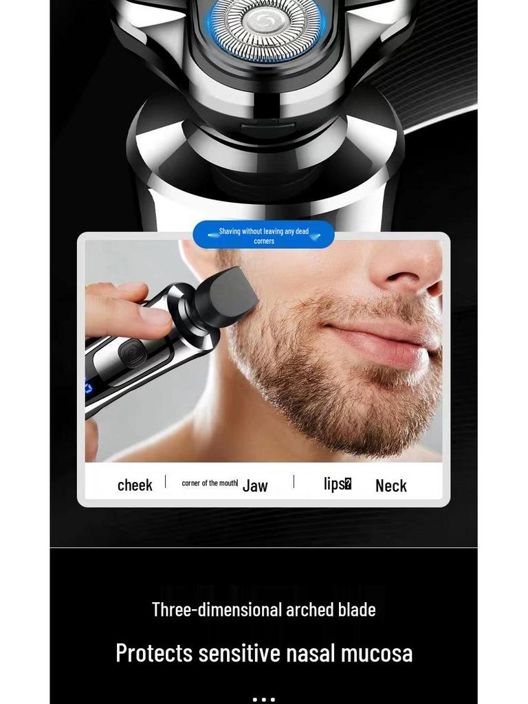 Men's 6000 Digital Display USB Rechargeable Multi-Function Electric Shaver - Waterproof, 3-Head Design