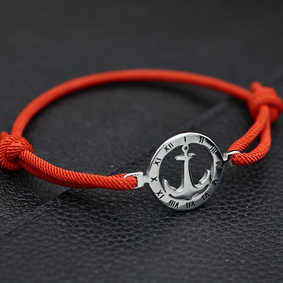 Adjustable Bracelet Easy Woven Wristband 304L 304L Stainless Steel Style Nautical Anchor Bracelet Men'S Beach Vacation Casual Arm Jewelry