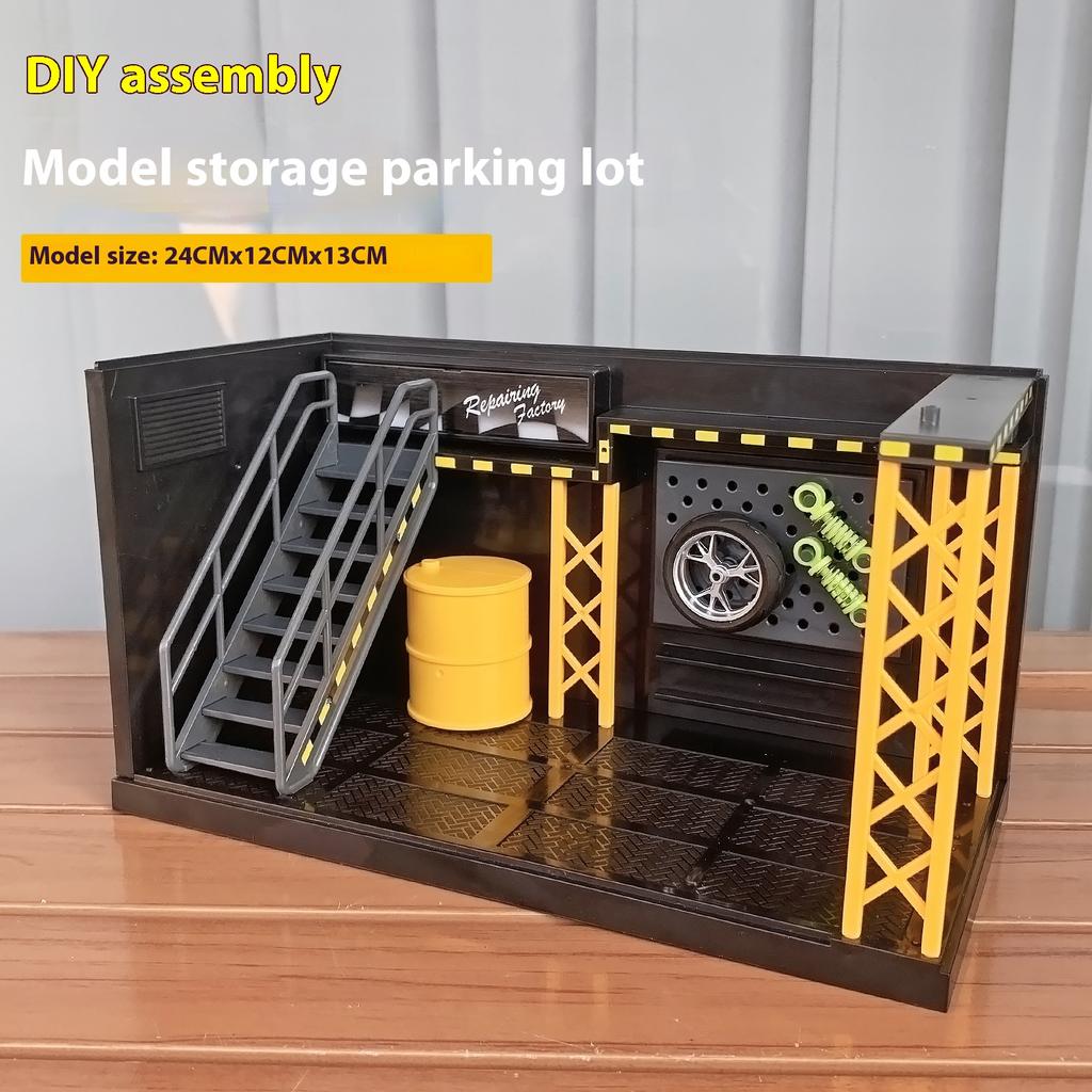 Reparatiewerkplaats Parkeerplaats Doe-het-zelf Reparatiewinkel Auto Winkel Display Scène Fotografie Requisieten Auto Model Garage Plaatsing Scène Slaapkamer Decoratie