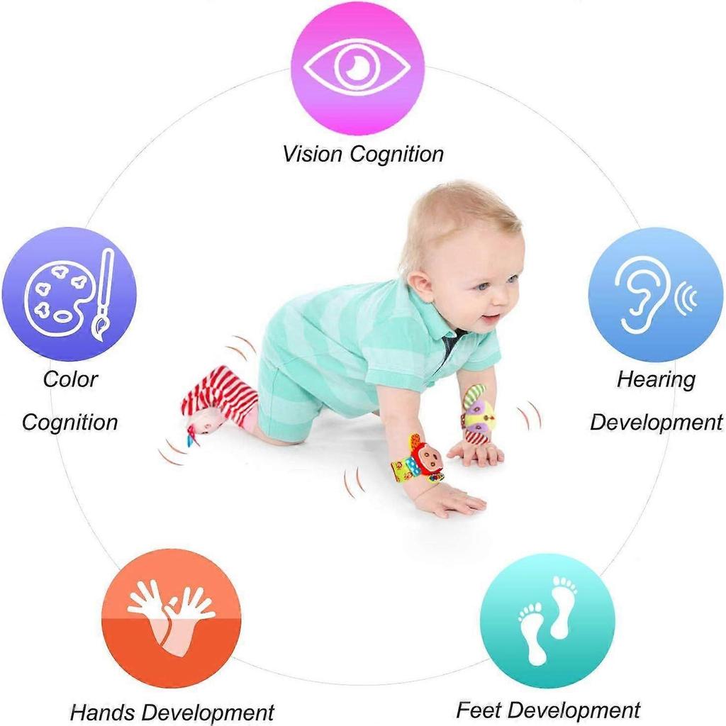 Baby Rattle Toys Soft Foot Finder Socks Wrists Rattles Ankle Leg Hand Arm Bracelet Acivity Rattle Baby Present Essentials for Baby(A)