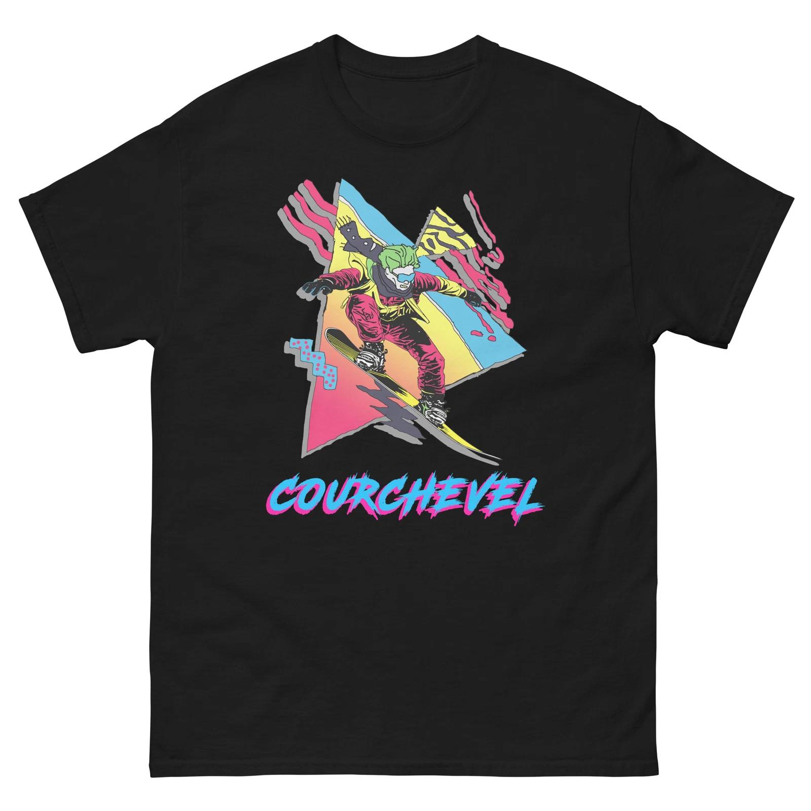 Courchevel Retro Snowboarder 80s 90s Snowboarding T-Shirt S