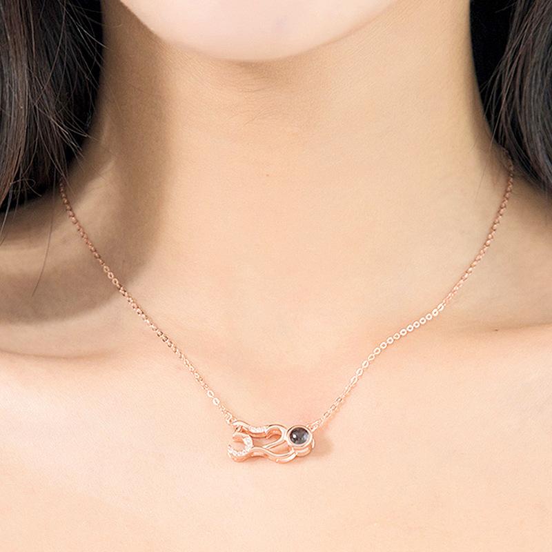 520 Miluji tě Stříbrný náhrdelník 925 pro ženy 100 jazyků Miluji tě Pamětní stříbrný přívěsek Řetízek na klíční kost Módní ozdoba