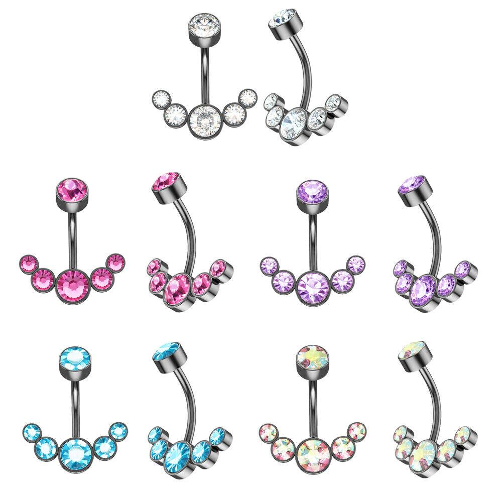 14g Crescent Jewel Cluster 316L Surgical Steel Belly Button Ring Piercing Jewelry Gift