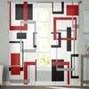Abstract Geometric Squares Art Black Red Translucent Curtain Living Room Printed Tulle Window Drape Elegant Luxury Home Balcony Decor Curtains