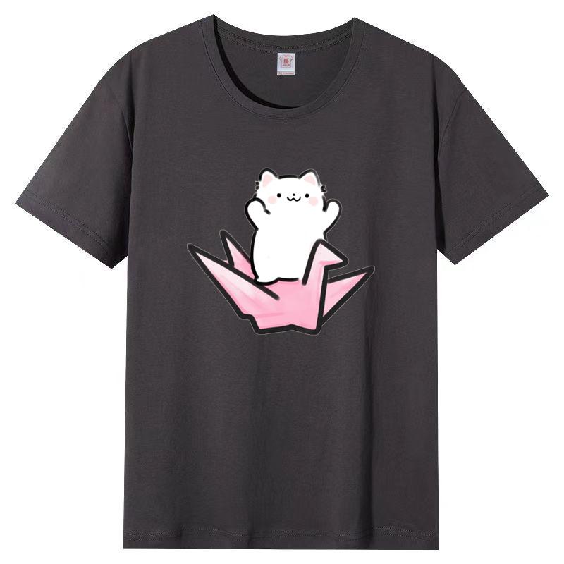 Dámské léto Populární tričko s krátkým rukávem Bavlna Prodyšné Volný top Potištěné tričko Ležérní