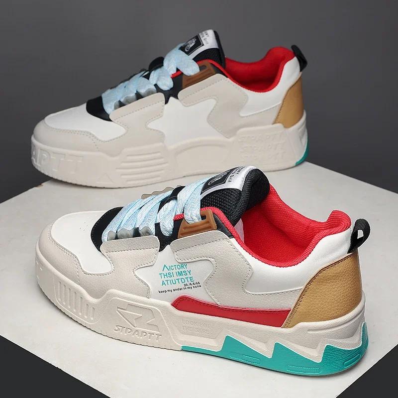 2024 New Outdoor Anti Slip Sports Shoes Top Spring and Autumn PU Board Shoes Fashion Student Sulfide Casual Running Shoes Size44