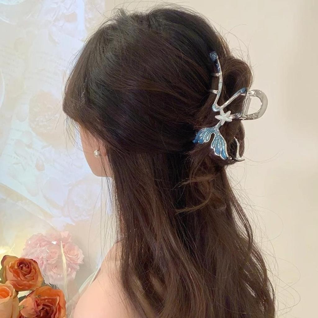 Mermaid Metal Grab Clip Simple Hairpin Back of Head Large Shark Clip Hair Accessories