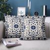 1 piece of blue and white floral pattern decorative pillow, polyester fiber pillowcase, sofa cushion, headboard pillow