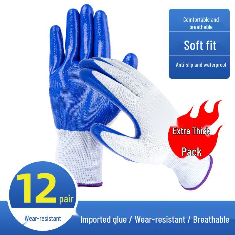 Durable Waterproof Anti-Slip Latex Work Gloves for Construction