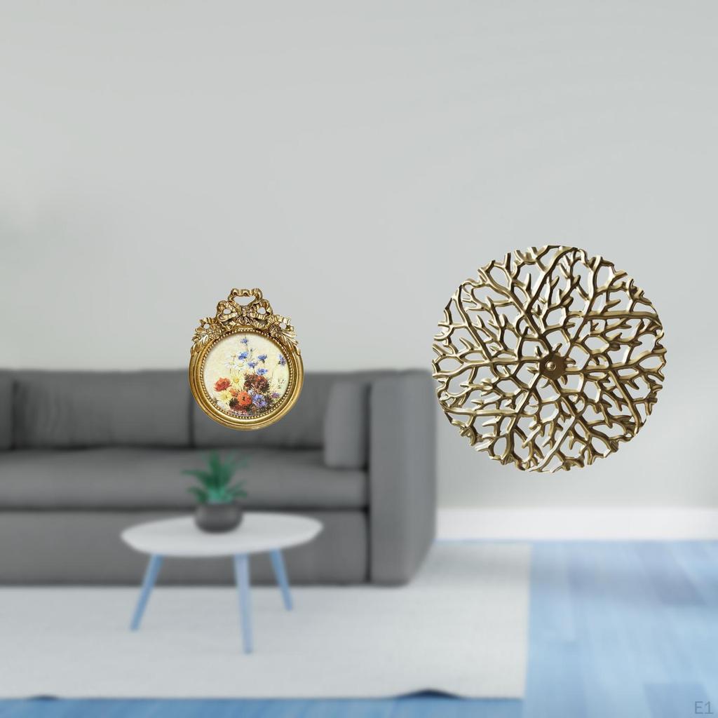 Vintage Ornate Round Photo Frame And Rustic Metal Wall Art Sculpture 3D Wrought Iron Plaque for