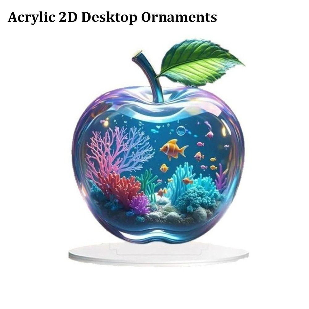 Landscape Pattern Apple Shape Table Ornaments 2D Flat Statue Decor Trendy Crafts Gifts Home Decor