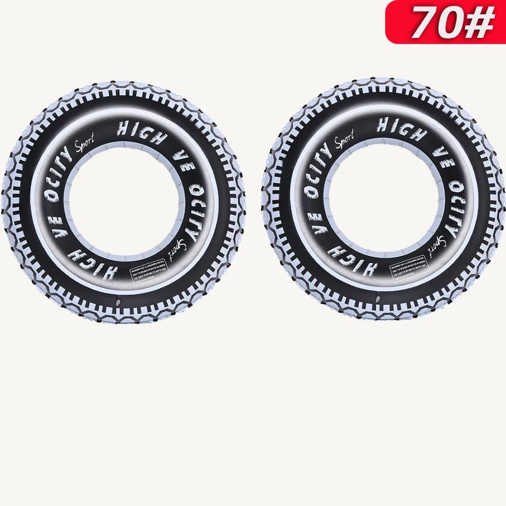 2Pcs Tire Pattern Pool Floating Rings Leakproof Inflatable Swim Ring Blow Up Swim Tube Swimming Rings Floaties for Kids Adults