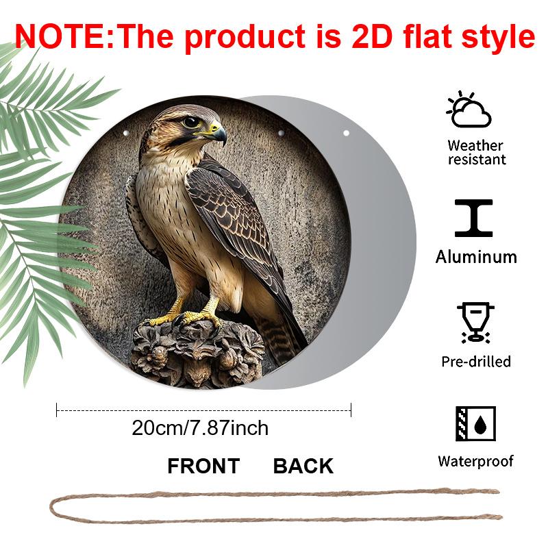 2D Flat Aluminum Eagle-Themed Wall Decor 7.87 Inches X 7.87 Inches Perfect for Farmhouses, Bars, Cafes, Parties, Front Doors, Porches, Indoor and