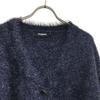 Desigual border Long sleeve Lame fur cardigan S Navy system Women Used