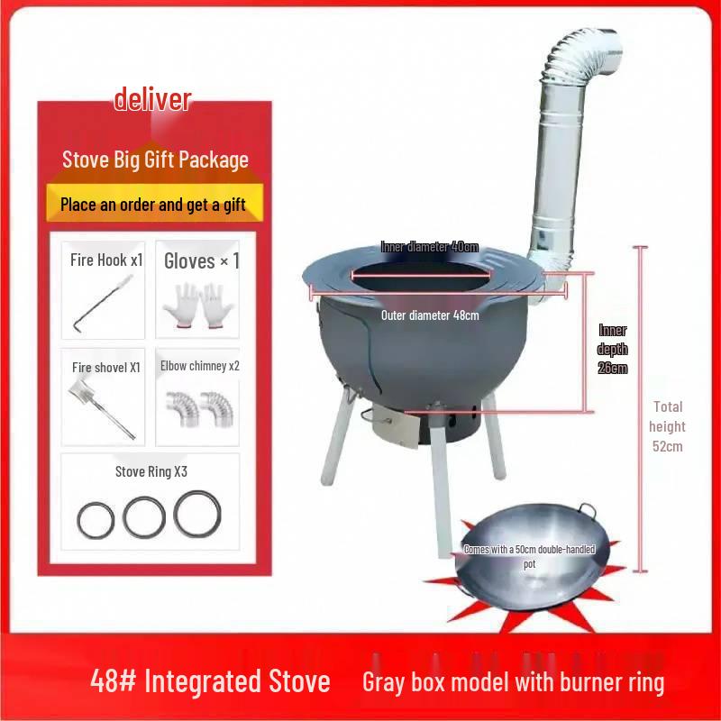 Portable Outdoor Wood-Burning Stove with Large Pot Stand