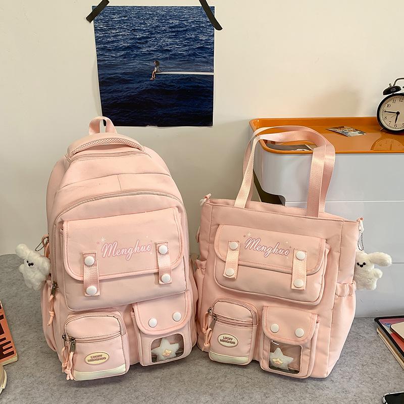 College Cute Large Capacity Middle and High School Students Computer School Bag Casual Versatile Backpack Commuting Sweet Makeup Bag