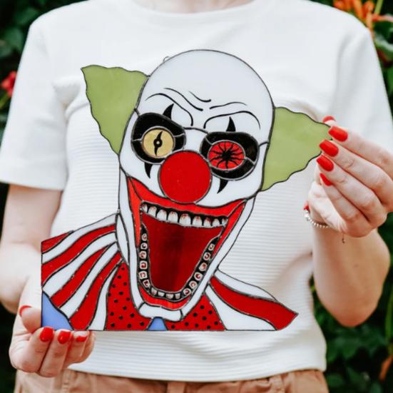 Window Clown Decoration Gothic Acrylic Colorful Clown Ornament Window Corner