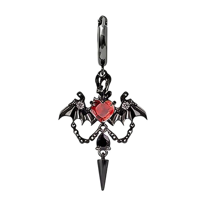 Gothic Bat Wing Dangle Earrings With Chain And Fringe For Punk Rock Fashion Lovers