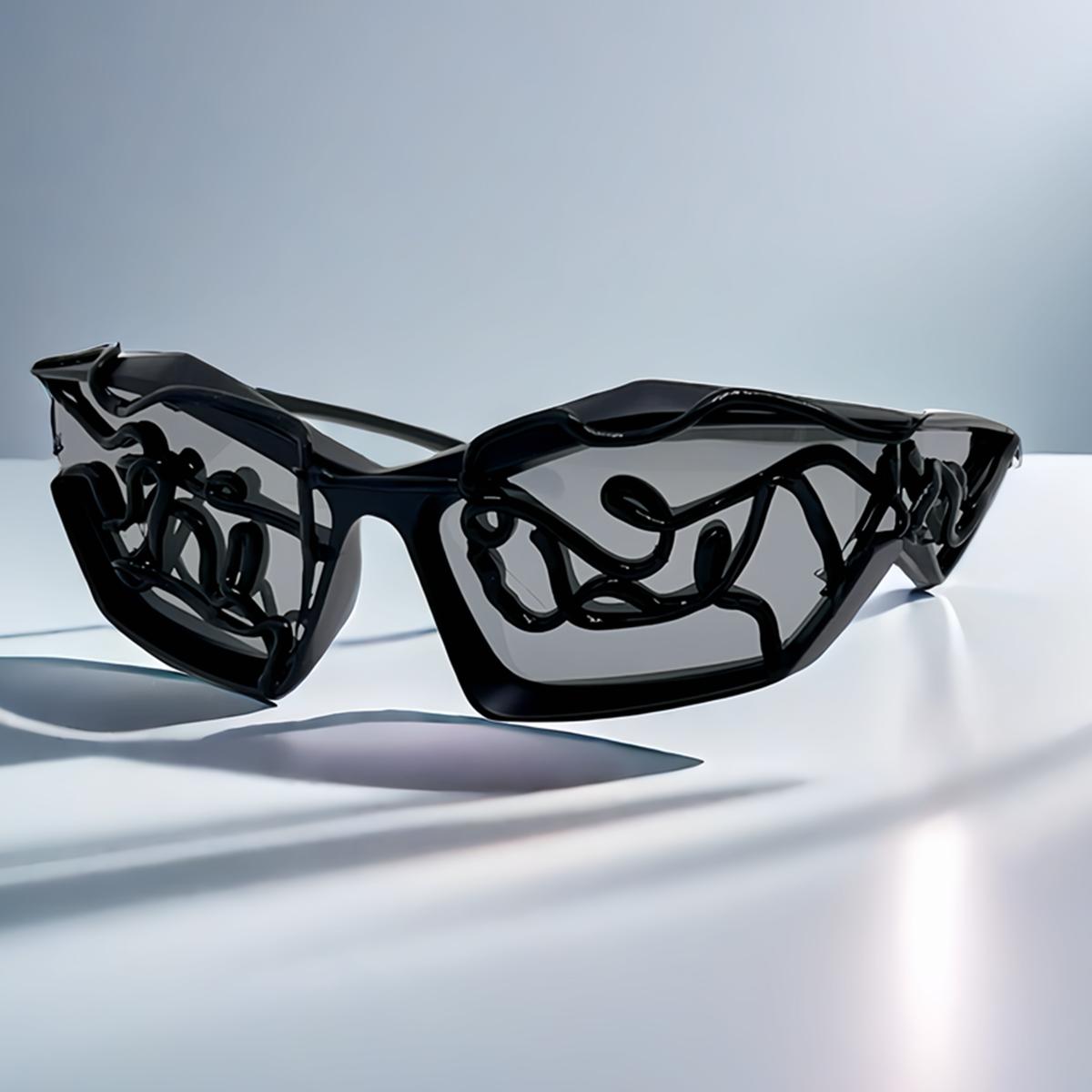

Personalized lines Trendy Y2K Futuristic Sunglass women Fashion Cool Cat Eye Sun Glasses for Men lentes de sol mujer чёрный