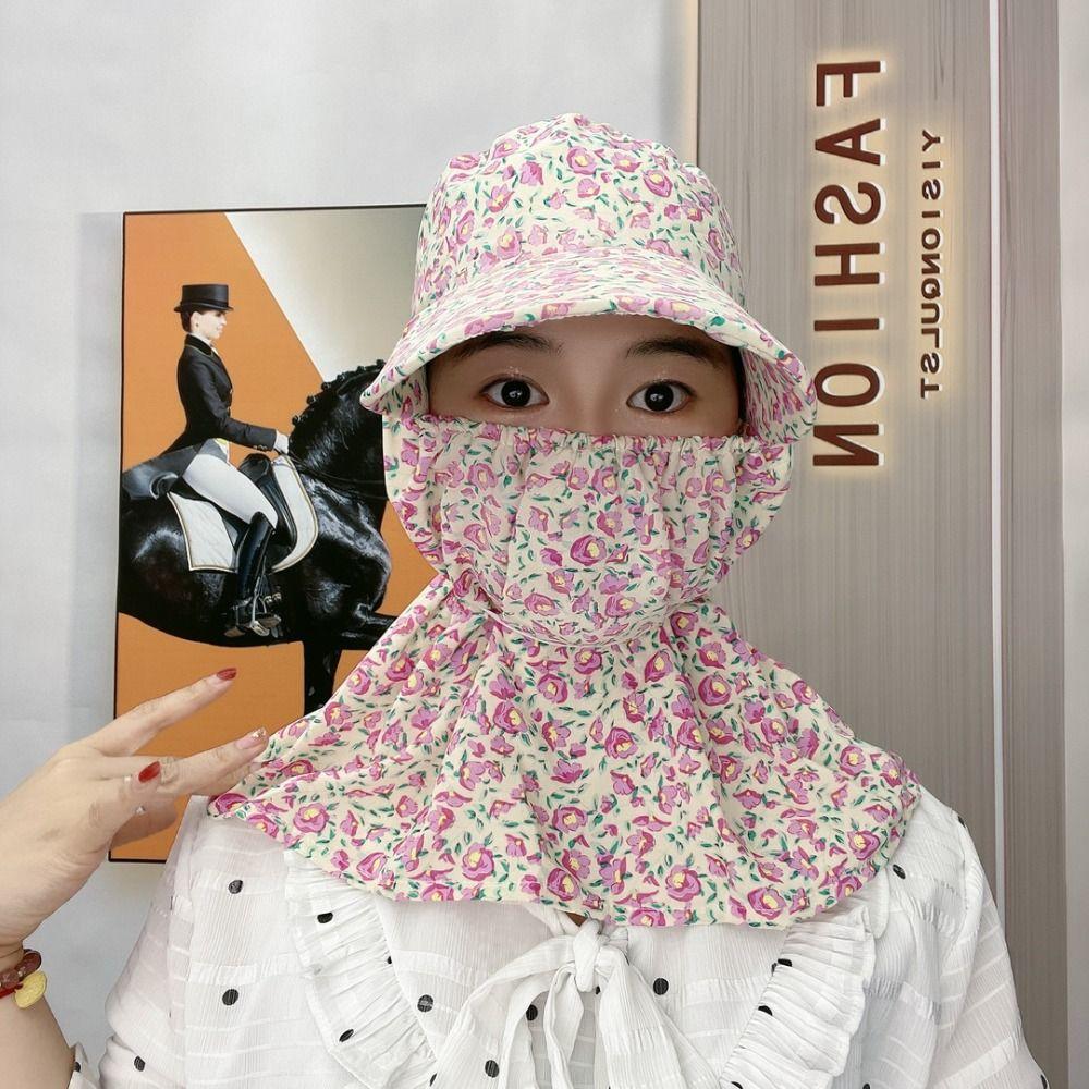 Flower Women Sun Hat Ear Flap Sunscreen Bucket Hat Casual Tea Picking Hat  Outdoor