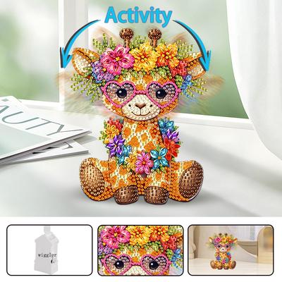 Acrylic Shaking Head Table Top Diamond Painting Ornament Kits Cute Animal 5D DIY Diamond Art Tabletop Decorations Special Shaped