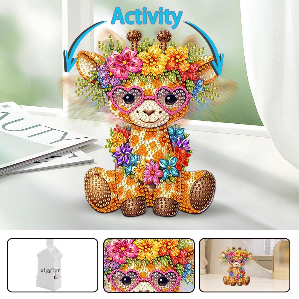 Acrylic Shaking Head Table Top Diamond Painting Ornament Kits Animal 5D DIY Diamond Art Tabletop Decorations for Adults Beginner