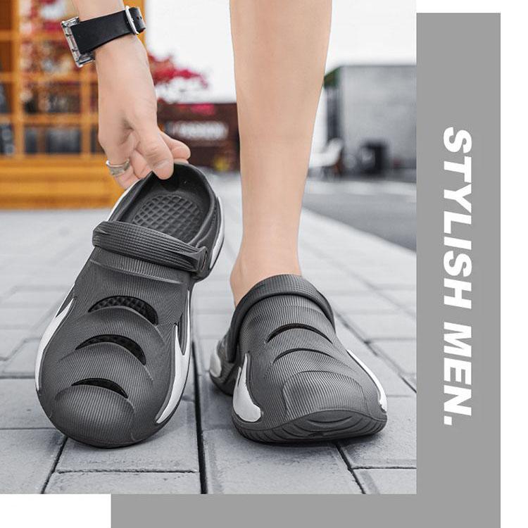 Cave Shoes Men's Summer Outer Wear Beach Anti-slip Slippers Thick Bottom Super Soft Wrapped Toe Sandals Dual Purpose