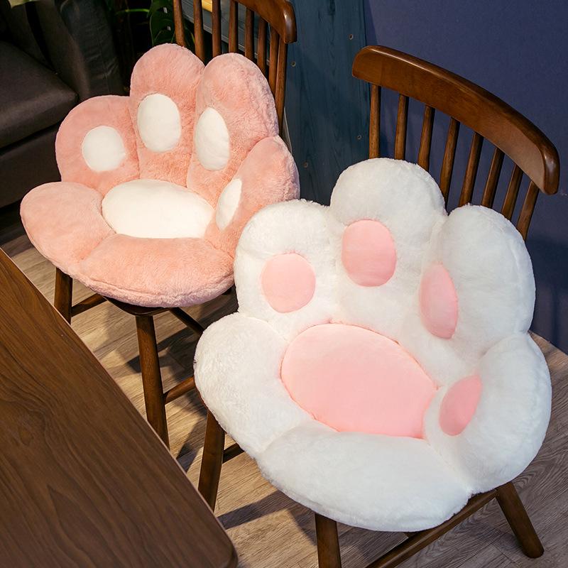 "Thickened Bear Paw Plush Cushion for Office Chair or Tatami Floor"