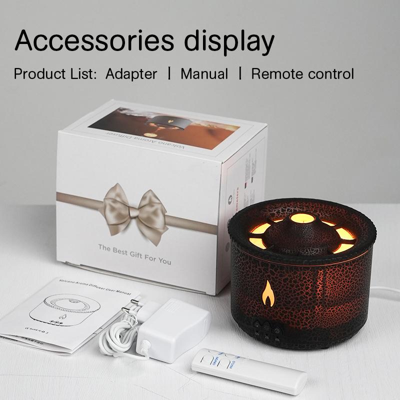 

KINSCOTER Volcano Flame Aroma Diffuser Jellyfish Smoke Ring Увлажнитель воздуха 360 мл Ароматерапевтический диффузор эфирных масел Крутой подарок US Adapter