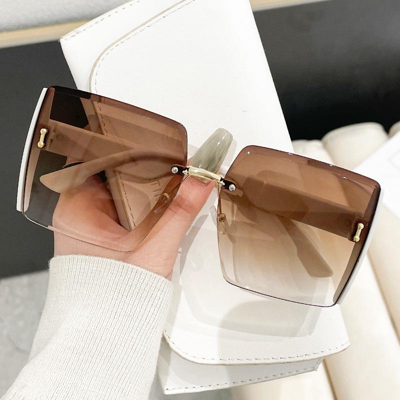 New Vintage Square Sunglasses Woman Classic Retro Gradient Mirror Frameless Sun Glasses Female Fashion Rimless Shades