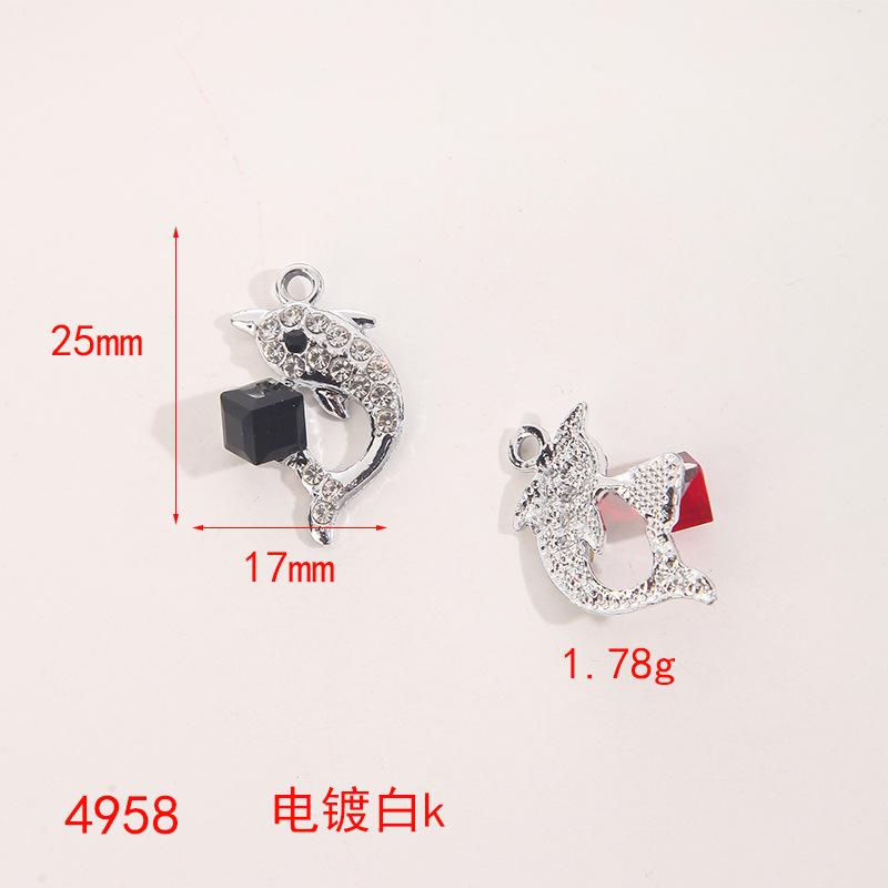 Cartoon Alloy Jewelry Dolphin Owl Cute Insect Crystal Necklace Earrings DIY Pendant Accessories