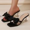 Slides Heeled Shoes with Bow Sexy Green Women's Slippers and Ladies Sandals Designer Luxury Vip Casual Summer Sale Wholesale On