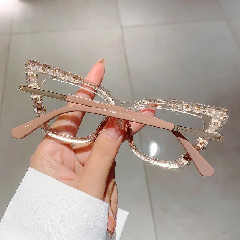 Vintage Anti Blue Light Optical Cat Eye Diamond Glasses Frame Women For Female Luxury Brand Designer Myopia Punk Shades Uv400