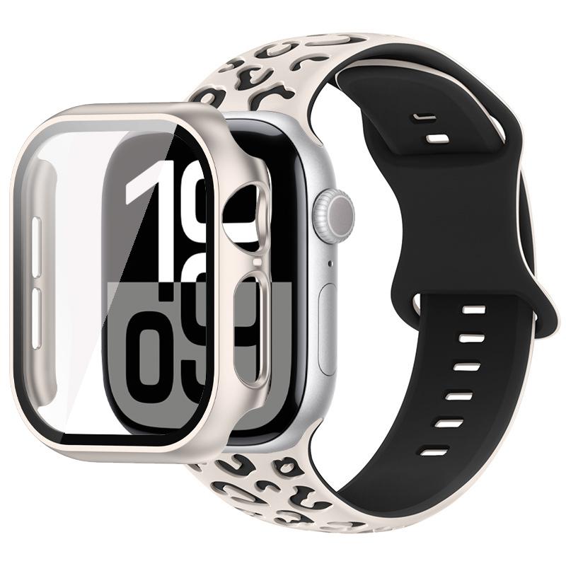 2in1 Case Strap For Apple Watch Band 46mm 44mm 41mm 41mm 40mm 38mm 42mm Watch Glass Case+Silicone Bracelet iwatch Series 11 10 9 8 7 6 5 4 SE3