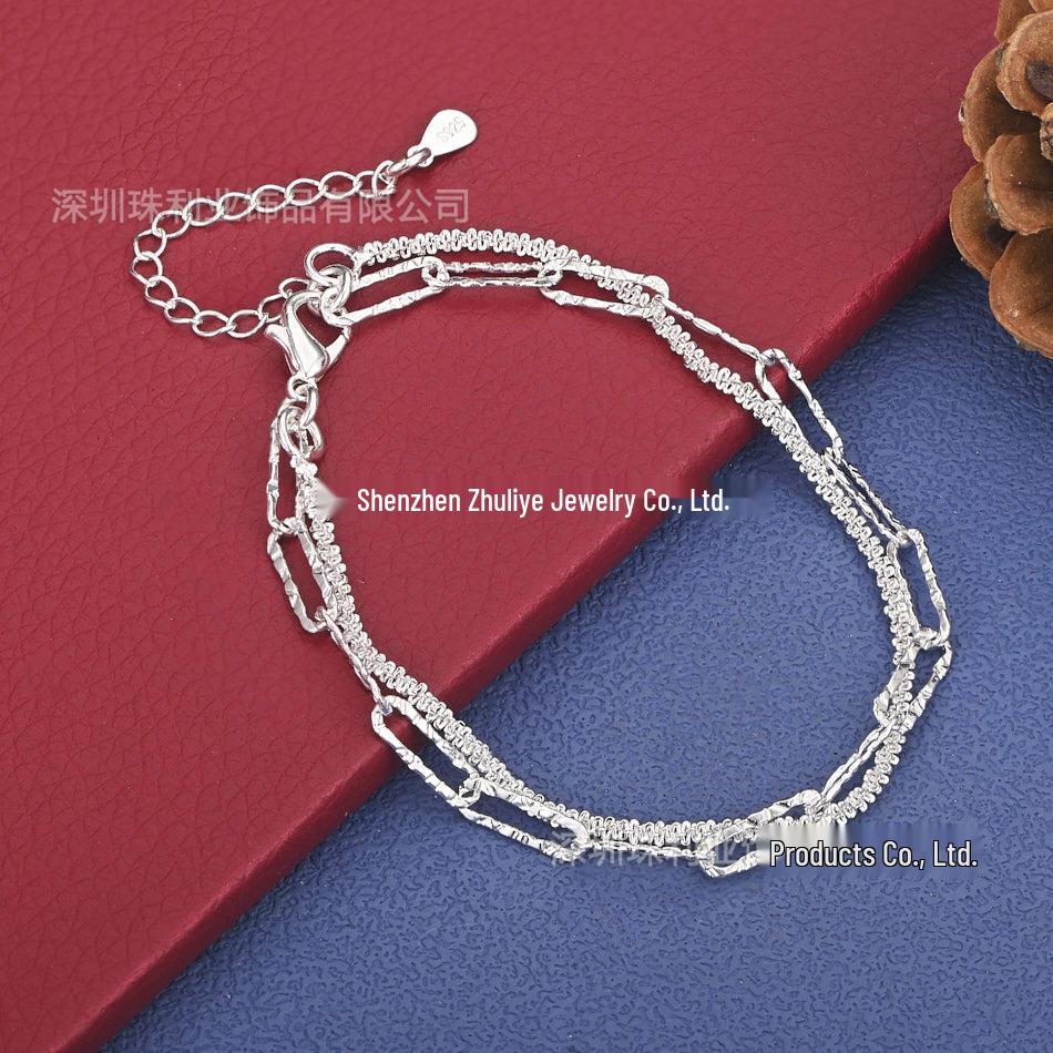 Douyin Live Fashion Silver-Plated Glimmering Starry Sky Double Chain Necklace for Women
