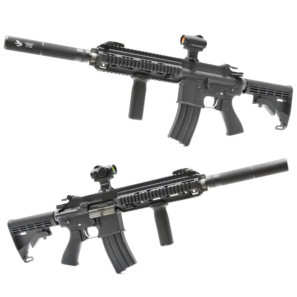 [Ryohin Buhin] 14mm CCW Thread Compatible Tactical Silencer for Airsoft Guns, Navy SEAL Engraved, Aluminum Alloy - Matte Black