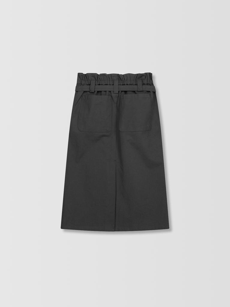 Read Read Tulip Belted Cotton Midi Skirt_Charcoal