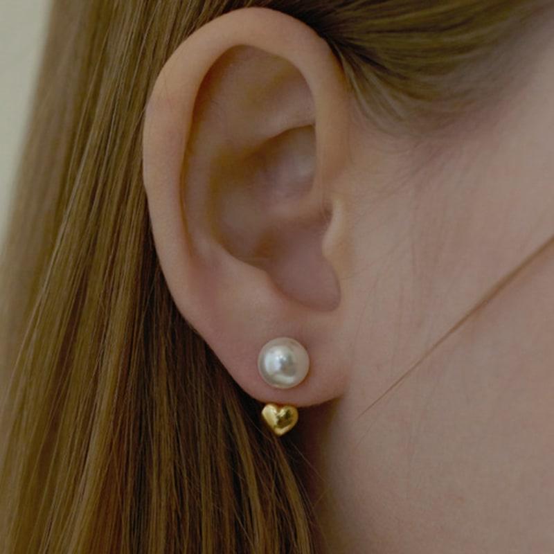 Lewe Pearl heart two-way earring