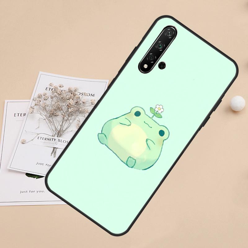 Cute Green Frog For Huawei Nova Y91 Y61 Y60 Y70 Y72 Y73 Y90 9 10 SE 7i 8i 11i 12i P30 P40 Lite P60 Pro Case