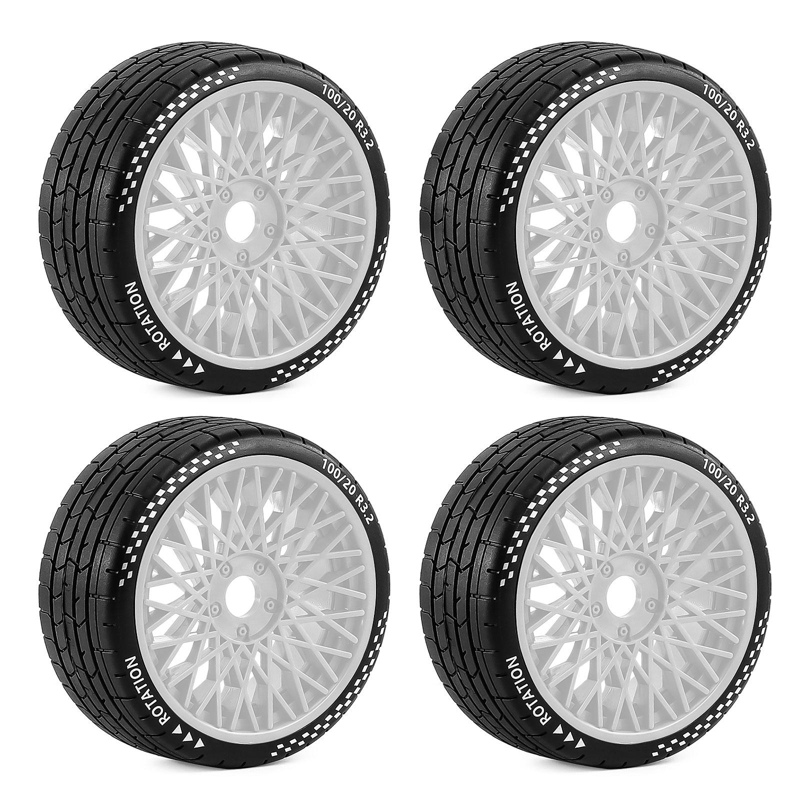 

4PCS RC Car Tires Wheels for 1/7 ARRMA Infraction Limitless Fazon FELONY, Fits FSRC Model GT 1/8 HuanNao X3GT, 17mm Hex Hub Tire білий